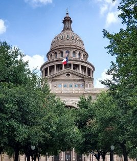 A vertical shot of Texas State Capitol in Austin, Texas